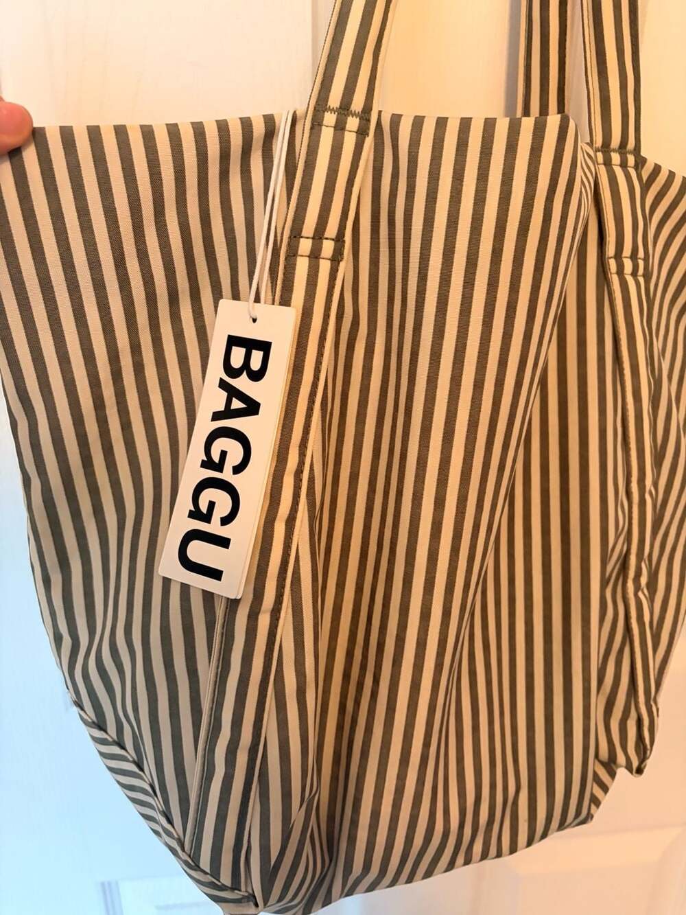 BAGGU Cloud Bag Geen Stripe Tote Bag - Picture 3 of 5
